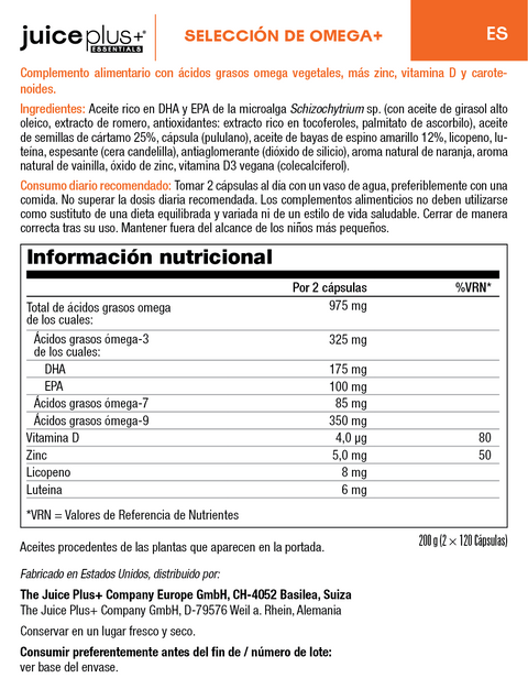 Cápsulas Selección de Frutas, Verduras, Bayas y Omega+