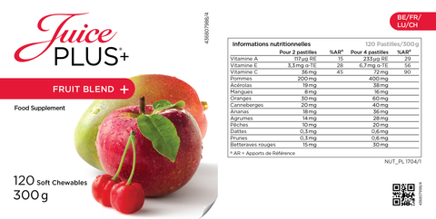 Mezcla de frutas y verduras masticables