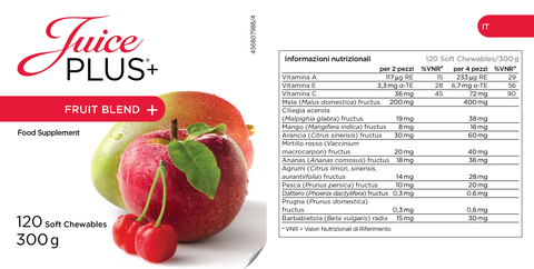 Mezcla de frutas y verduras masticables