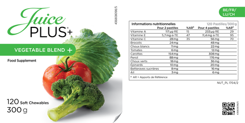 Mezcla de frutas y verduras masticables