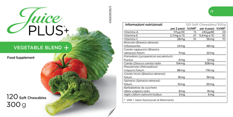 Mezcla de frutas y verduras masticables