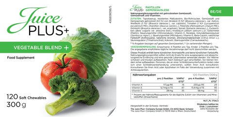 Mezcla de frutas y verduras masticables