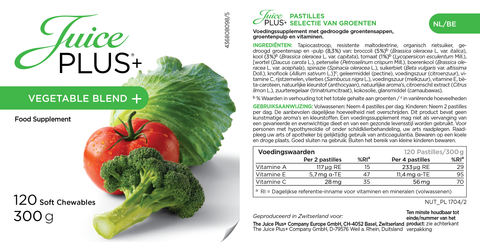 Mezcla de frutas y verduras masticables